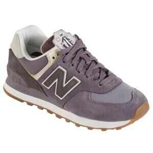 New Balance 574 Metallic Patch Sneakers In Eggplant Purple Gold Size 11.5